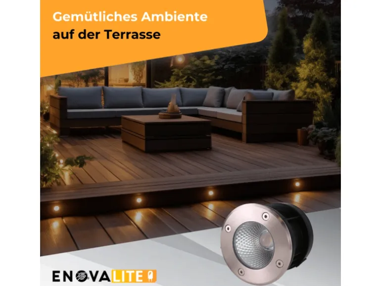ENOVALITE LED Bodenleuchte Gartenstrahler 6er Set 6x7W 6x490lm IP67 Warmweiß Bodeneinbauleuchte