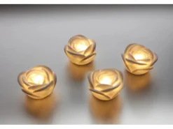 4-er LED Deko Rosen White Kunststoff 4 x 6,5 x 6,5 x 3,5 cm Weiß