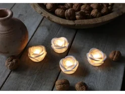 4-er LED Deko Rosen White Kunststoff 4 x 6,5 x 6,5 x 3,5 cm Weiß