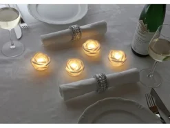 4-er LED Deko Rosen White Kunststoff 4 x 6,5 x 6,5 x 3,5 cm Weiß