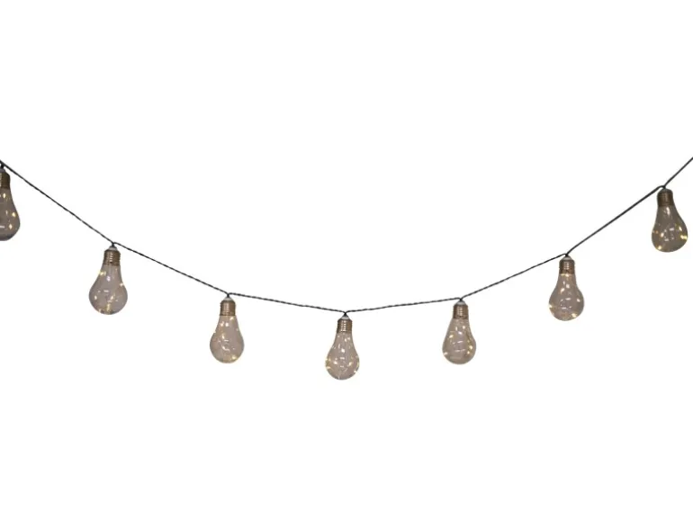 10er-LED-Solar-Lichterkette Glühbirne 7,60 m Schwarz