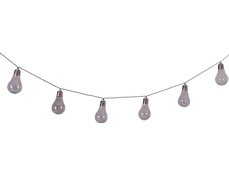 10er-LED-Solar-Lichterkette Glühbirne 7,60 m Schwarz