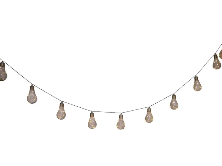 10er-LED-Solar-Lichterkette Glühbirne 7,60 m Schwarz