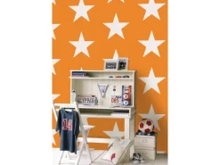 ESTAhome Tapete Sterne Orange und Weiß 53 cm x 10,05 m 115873