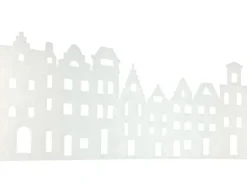 Fenster-Deko Schneedecke Giebelhäuser