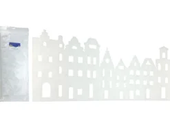 Fenster-Deko Schneedecke Giebelhäuser