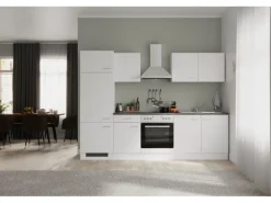 Flex-Well Classic Küchenzeile Lucca 270 cm Weiß matt - Caledonia