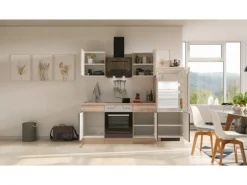 Flex-Well Exclusiv Küchenzeile Focus 220 cm Akazie - Aubergine