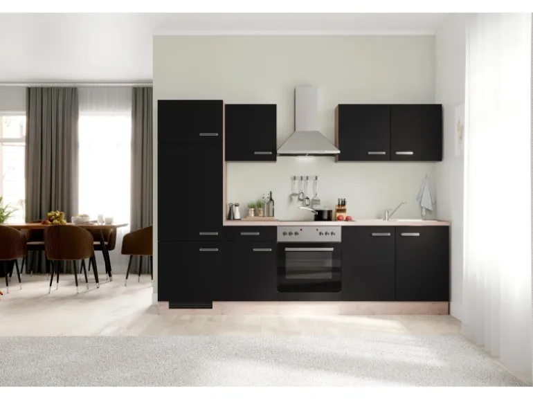 Flex-Well Exclusiv Küchenzeile Lara 270 cm Anthrazit - San Remo Eiche