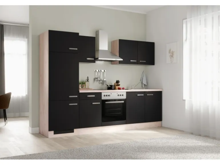 Flex-Well Exclusiv Küchenzeile Lara 270 cm Anthrazit - San Remo Eiche