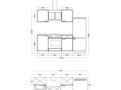 Flex-Well Exclusiv Küchenzeile Capri 220 cm Schwarz Matt-Endgrain Oak