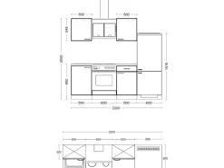 Flex-Well Exclusiv Küchenzeile Valero 220 cm Hochglanz Weiß - Sonoma Eiche
