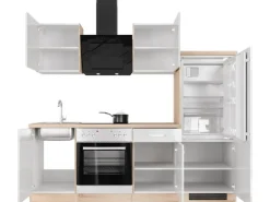 Flex-Well Exclusiv Küchenzeile Valero 220 cm Hochglanz Weiß - Sonoma Eiche