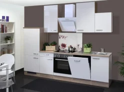 Flex-Well Exclusiv Küchenzeile Valero 280 cm Hochglanz Weiß-Sonoma Eiche