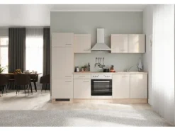 Flex-Well Exclusiv Küchenzeile Orlando 270 cm Kaschmir Glanz - Sonoma Eiche