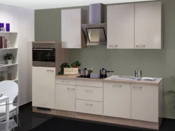 Flex-Well Exclusiv Küchenzeile Orlando 280 cm Kaschmir Glanz-Sonoma Eiche NB