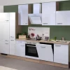 Flex-Well Exclusiv Küchenzeile Valero 310 cm Hochglanz Weiß-Sonoma Eiche