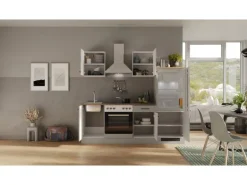 Flex-Well Exclusiv Küchenzeile 1706-002 Lund 220 cm Lichtgrau glänzend-Rauchgrau