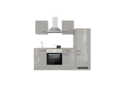 Flex-Well Exclusiv Küchenzeile 1706-002 Lund 220 cm Lichtgrau glänzend-Rauchgrau
