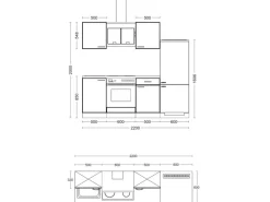 Flex-Well Exclusiv Küchenzeile 1706-002 Lund 220 cm Lichtgrau glänzend-Rauchgrau