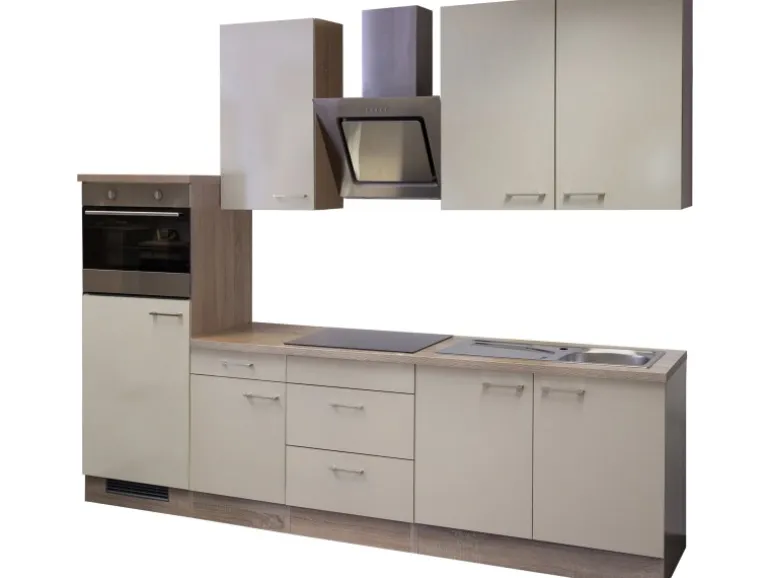 Flex-Well Exclusiv Küchenzeile Orlando 270 cm Kaschmir Glanz-Sonoma Eiche NB