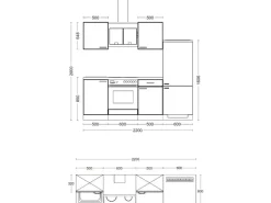 Flex-Well Exclusiv Küchenzeile Morena 220 cm Basaltgrau matt - San Remo Eiche