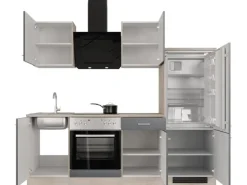 Flex-Well Exclusiv Küchenzeile Morena 220 cm Basaltgrau matt - San Remo Eiche