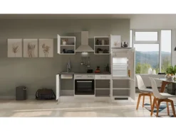 Flex-Well Exclusiv Küchenzeile Joelina 220 cm Weiß matt - Beton Grau