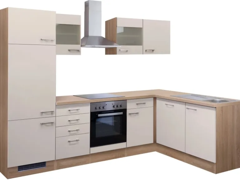 Flex-Well Exclusiv Winkelküche Orlando 280 cm Kaschmir Glanz-Sonoma Eiche