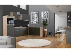 Flex-Well Exclusiv Winkelküche Morena 280x170 cm Basaltgrau Matt-San Remo Eiche