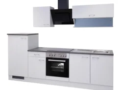 Flex-Well Küchenzeile Lucca 270 cm Weiß mit Kopffreihaube inkl. Wandregal