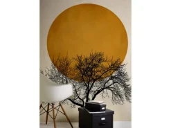 Fototapete Baum Sonnenuntergang Schwarz Weiß Gelb 2,00 m x 2,80 m FSC®