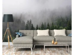 Fototapete Landschaft Wald Grün Grau 3,50 m x 2,55 m FSC®