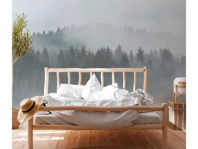 Fototapete Landschaft Wald Grün Grau Braun 3,50 m x 2,55 m FSC®