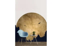 Fototapete Mond Wald Vögel Weiß Gold Schwarz 2,00 m x 2,80 m FSC®