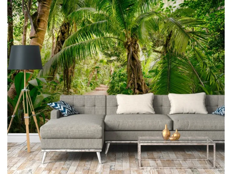 Fototapete Palmen Dschungel Grün Braun 3,50 m x 2,55 m FSC®