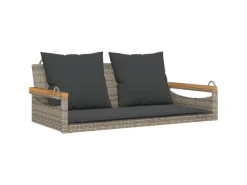 furnicato Hängebank mit Kissen Grau 109x62x40 cm Poly Rattan