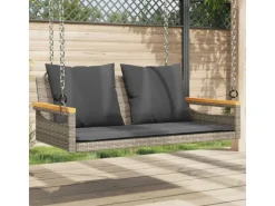furnicato Hängebank mit Kissen Grau 109x62x40 cm Poly Rattan