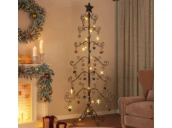 furnicato Metall-Weihnachtsbaum für Dekorationen Schwarz 215 cm