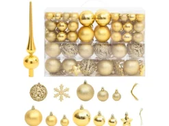 furnicato 111-tlg. Weihnachtskugel-Set Golden Polystyrol