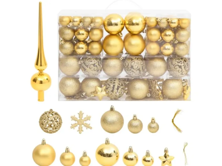 furnicato 111-tlg. Weihnachtskugel-Set Golden Polystyrol