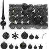 furnicato 111-tlg. Weihnachtskugel-Set Schwarz Polystyrol