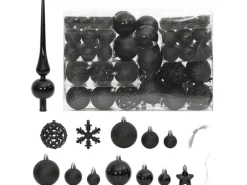 furnicato 111-tlg. Weihnachtskugel-Set Schwarz Polystyrol