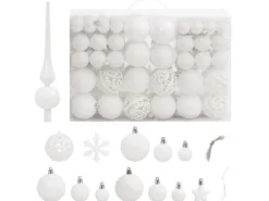 furnicato 111-tlg. Weihnachtskugel-Set Weiß Polystyrol