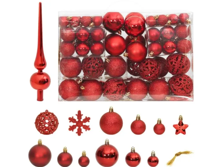 furnicato 111-tlg. Weihnachtskugel-Set Rot Polystyrol