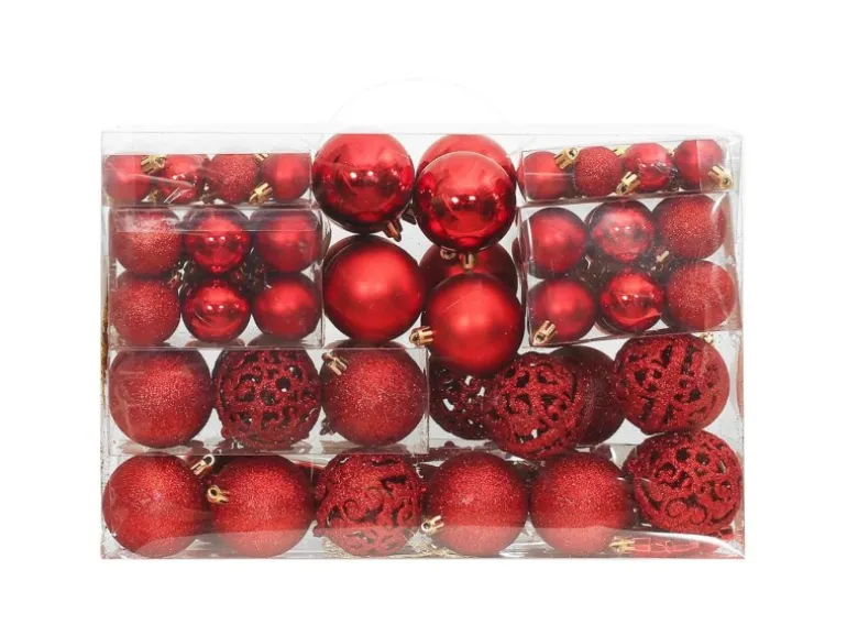 furnicato 111-tlg. Weihnachtskugel-Set Rot Polystyrol