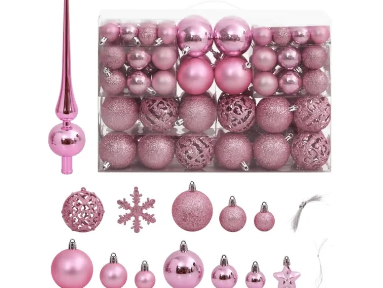 furnicato 111-tlg. Weihnachtskugel-Set Rosa Polystyrol