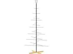 furnicato Weihnachtsbaum Metall mit Holzständer Schwarz 180 cm