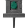 Gartensteckdose Steinoptik mit Schutzdeckel 4-fach