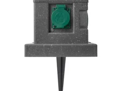 Gartensteckdose Steinoptik mit Schutzdeckel 4-fach